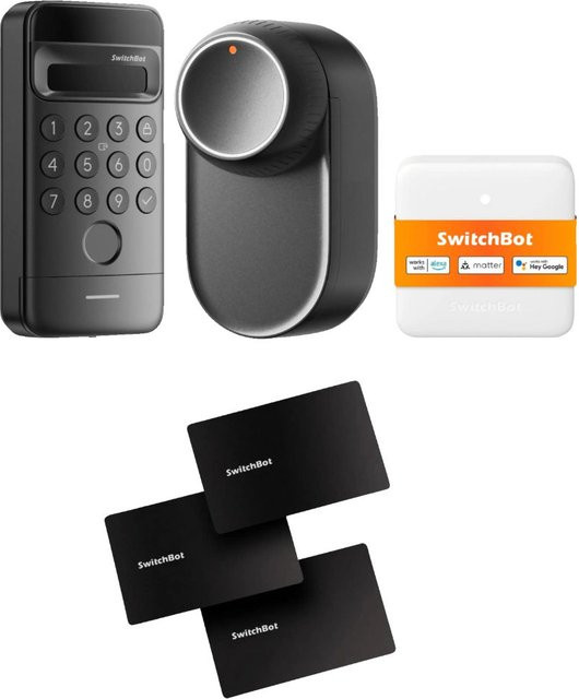 SwitchBot Starter Set in Schwarz mit Hub Mini Matter, Smart Lock Ultra, Keypad Vision und 3 NFC Cards - Bild 1