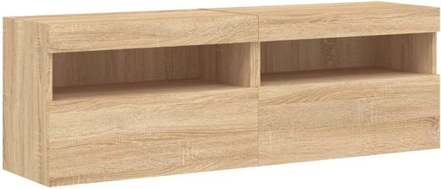 vidaXL TV-Wandschränke mit LED-Leuchten, 2 Stück, Sonoma-Eiche, B/H/T: 60 x 40 x 30 cm - Bild 1