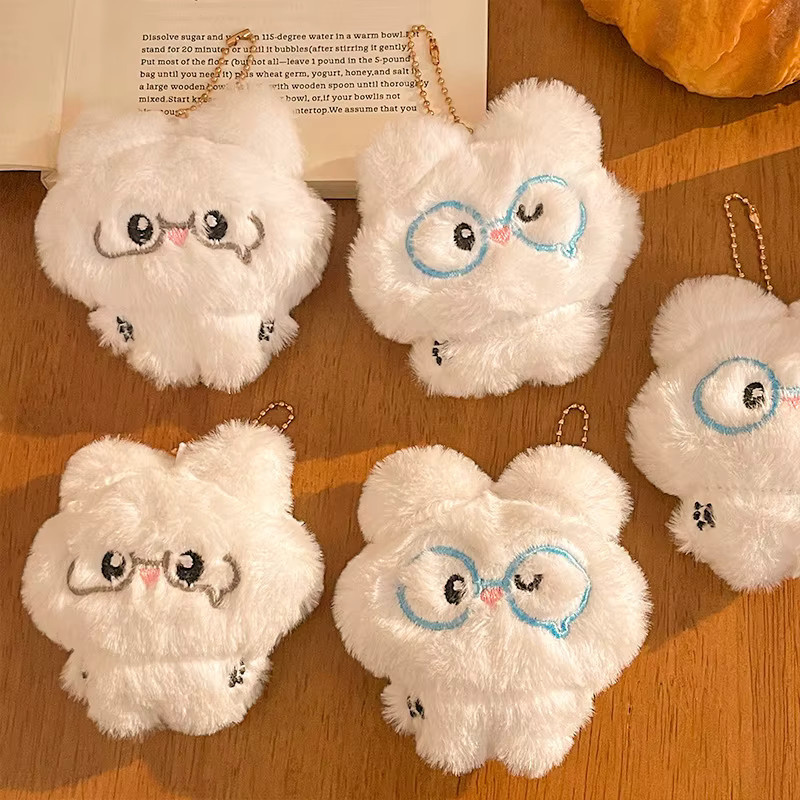 GSF Plüsch-Anhänger, kleiner Bär, kleiner Hase, Stoffpuppe, Weiß - Bild 3