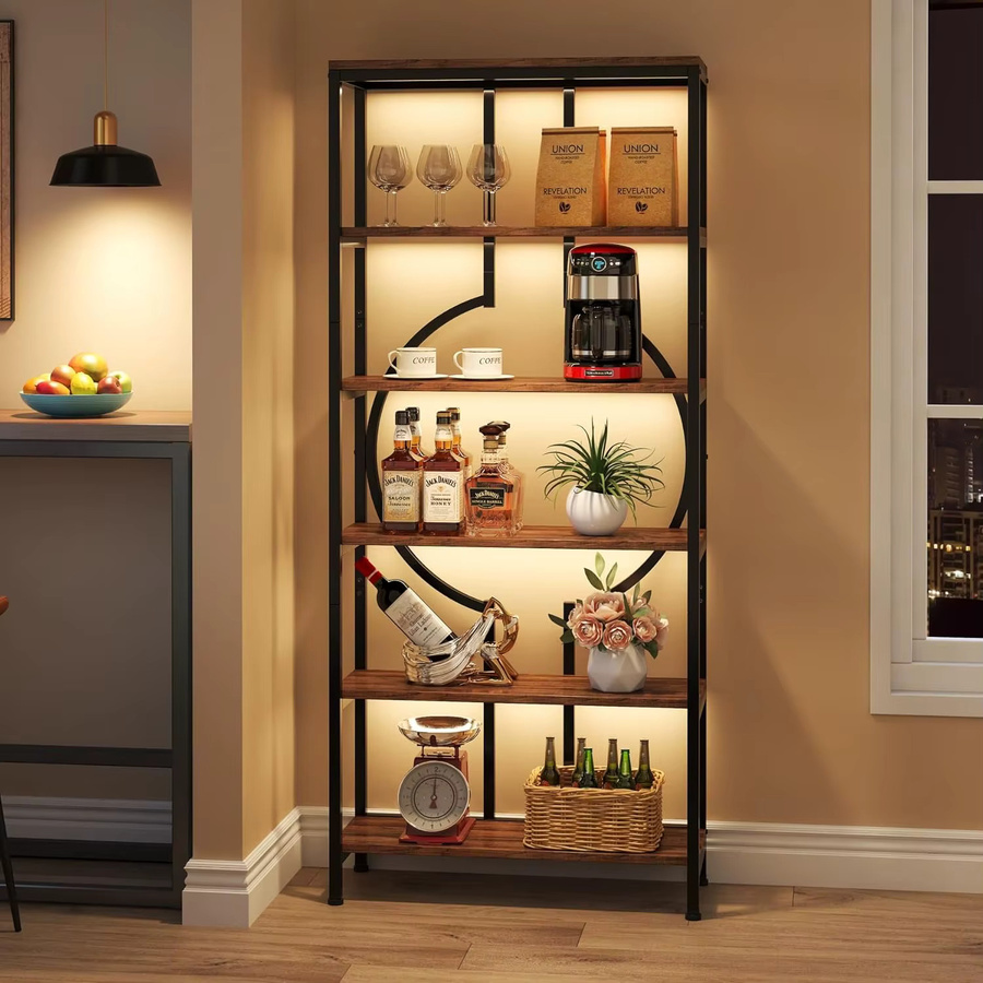 LITTLE TREE Industrie Bücherregal aus Metall, 6-stufiges Etagere-Regal in Rustic Brown, Höhe: 180 cm - Bild 2