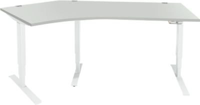 Schäfer Shop Genius Winkelschreibtisch AERO FLEX, elektrisch höhenverstellbar, 135 Grad Winkel links, B: 216,5 cm, lichtgrau/weiß mit Memorypanel - Bild 1