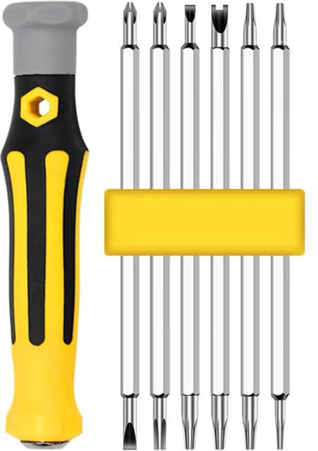 NIUXIANG 12-in-1 Präzisions-Schraubendreher-Set mit Kreuz- und Flachbits in Gelb - Bild 1