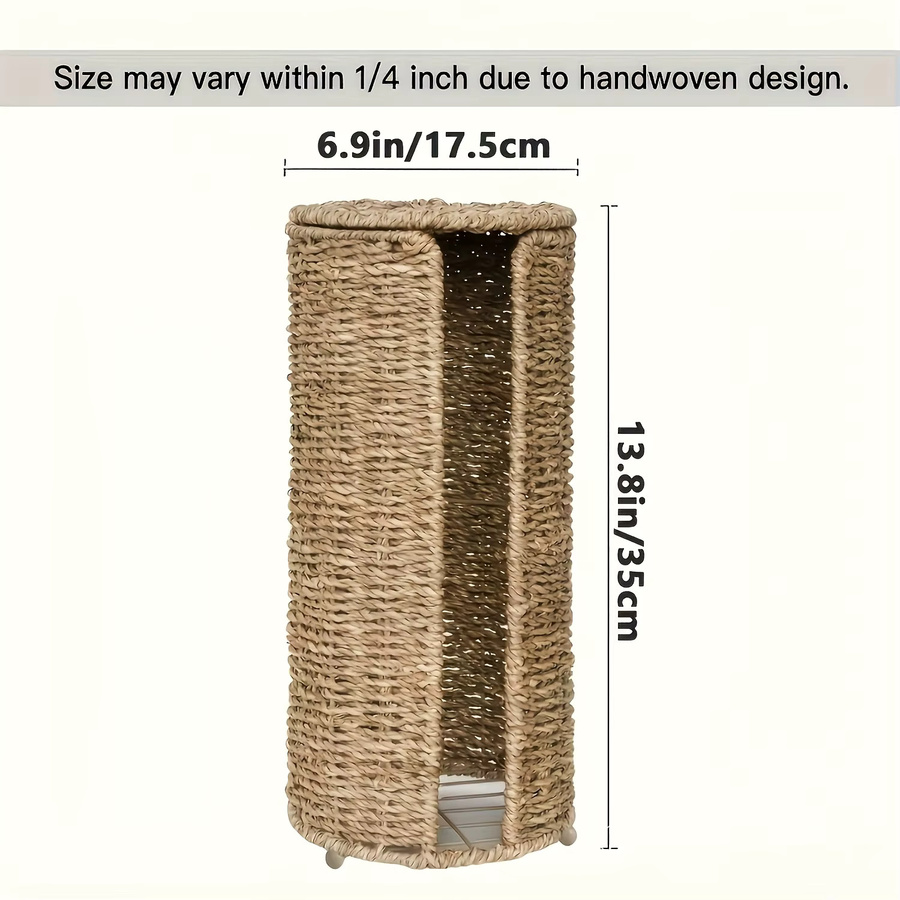 IDUK Seegras Toilettenpapierhalter mit Ablage aus Weide in Braun, handgefertigter geflochtener Toilettenpapierhalter für dein Badezimmer - Bild 2