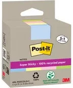 Post-it Recycling Notes Super Sticky Haftnotizen Mehrfarbig, B/H: 7,6 x 7,6 cm, 4er Pack - Bild 1