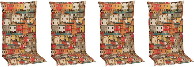 Beo Sitzauflage Hochlehner Tours 4er-Set mit Hausdesign in Bunt und Orange, B/H: 118 x 46 x 8 cm - Bild 3