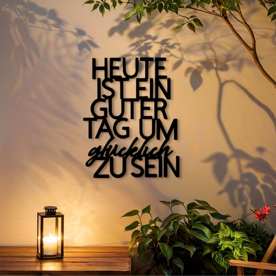 CIFBUY Vintage Eisen-Wandkunst Heute ist ein glücklicher Tag in Schwarz, Metall-Wanddekoration mit Typografie für Innen und Außen, Breite: 20,32 cm, Höhe: 20,32 cm, Tiefe: 1,0 cm - Bild 2