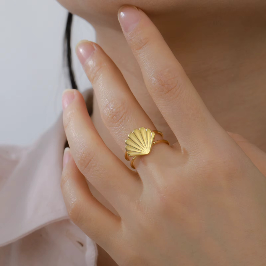 Cazador Ring Edelstahl, Gold, Damen, Muschel-Seestern - Bild 2