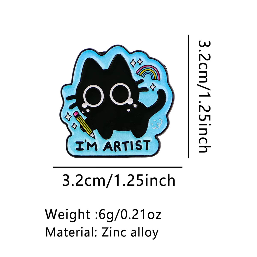 I'M Artist Anstecknadel, Schwarze Katze, Emaille, Schwarz - Bild 2