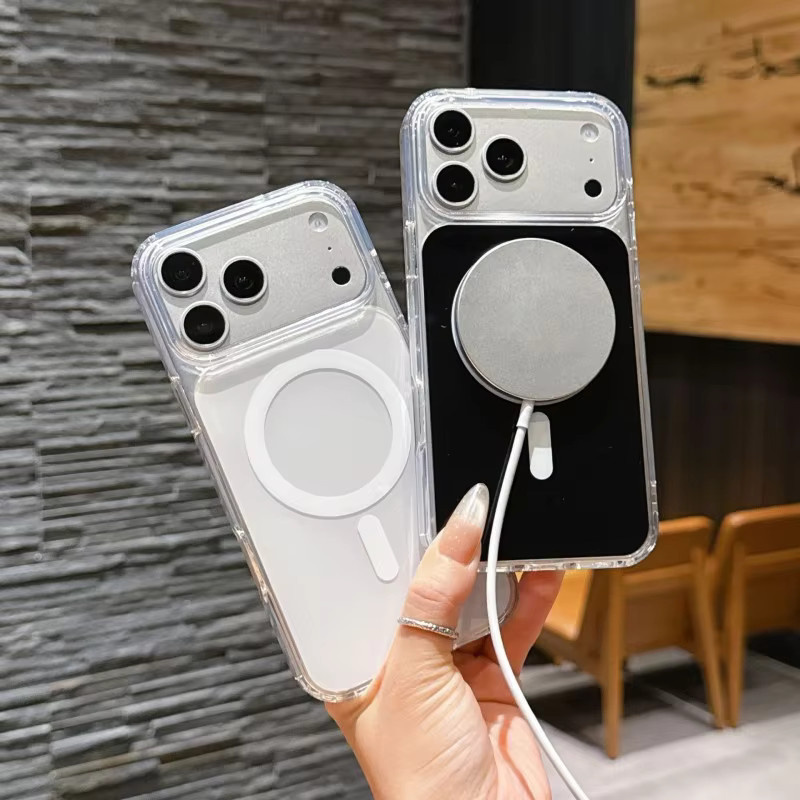 Eurynome Magnetische Hülle für iPhone 11 bis 17 Pro Max, Stoßfeste Transparente Acryl-Abdeckung mit Farbkontrast, Weiß - Bild 2