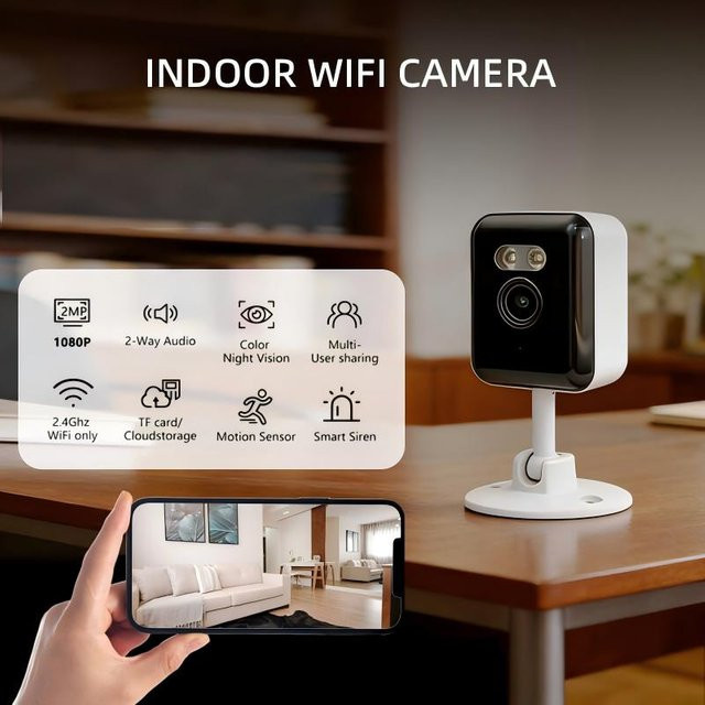 FUNOVATION WLAN-Innensicherheitskamera in Weiß mit 1080P Auflösung, Nachtsicht, Zwei-Wege-Kommunikation und KI-Bewegungserkennung für Personen und Haustiere sowie App-Steuerung - Bild 1
