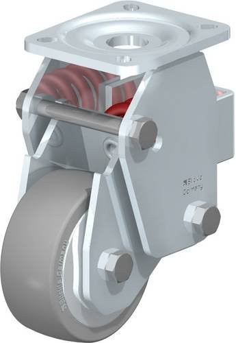 Blickle BHF-ALTH 101K-1-AS-FA Bockrolle gefedert in Silber/Grau mit 100 mm Rad-Durchmesser und 350 kg Tragfähigkeit - Bild 1