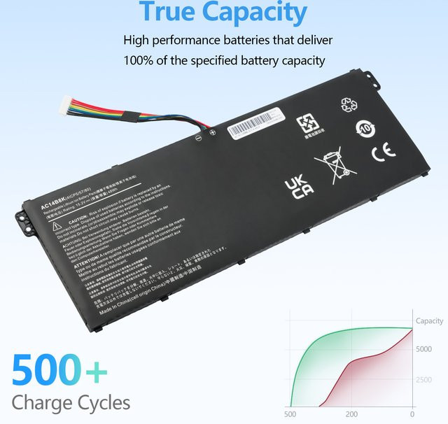 Acer AC14B8K Akku 15,2V 48Wh in Schwarz für Acer Nitro 5 AN515, Aspire R3-131T und weitere Modelle - Bild 1