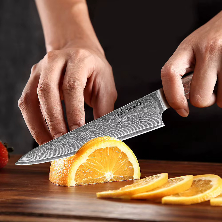 TURWHO Damaststahl Küchenmesser mit achteckigem Holzgriff, 12,7 cm - Bild 3