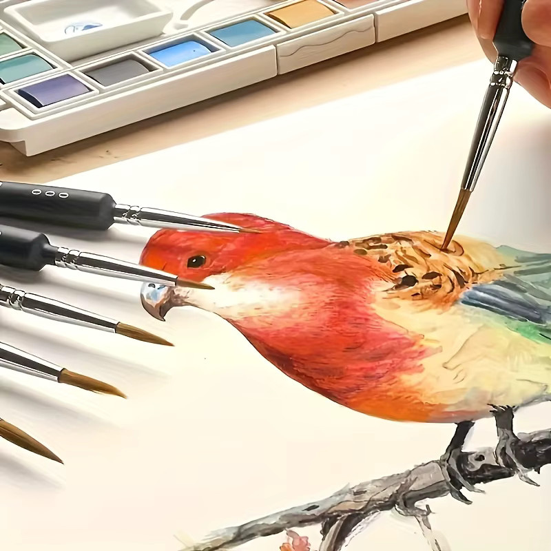 11/22-teiliges professionelles Feinlinien-Malpinsel-Set in Schwarz für Aquarell-, Ölmalerei und Töpferei - Bild 5
