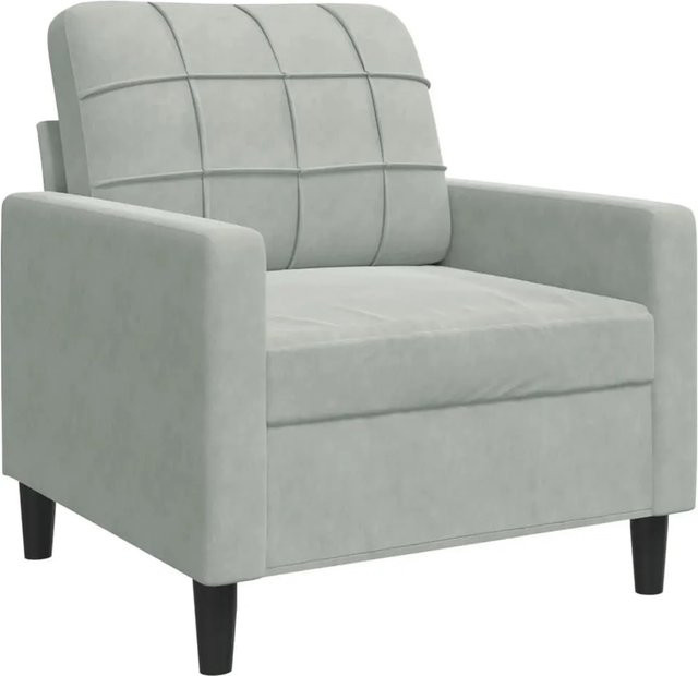 vidaXL Sessel Hellgrau mit Samtbezug und Armlehnen im modernen Design - Bild 1