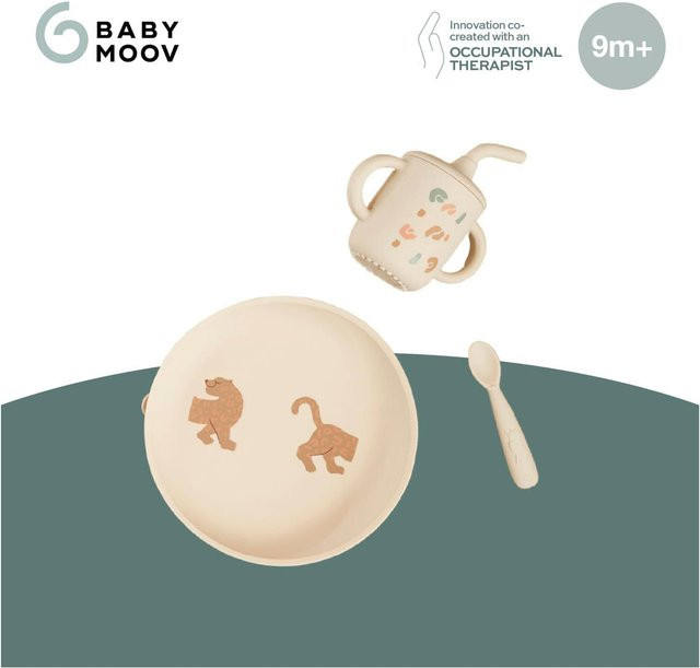 Babymoov 3-tlg. Geschirrset aus Silikon in Beige, mikrowellenfest und spülmaschinenfest - Bild 1