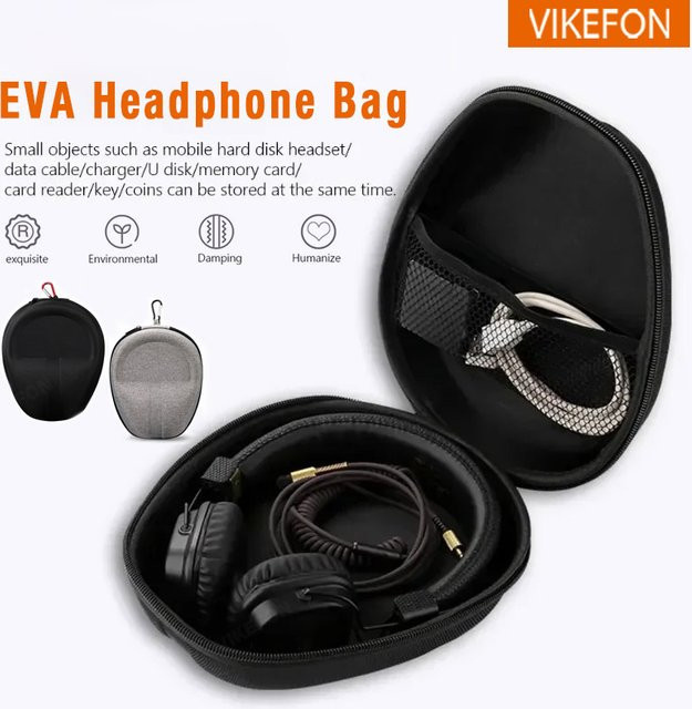 VIKEFON EVA Hard Shell Kopfhörer Schutzbox Reise-Tragetasche für drahtlose Headsets in Schwarz oder Weiß - Bild 1