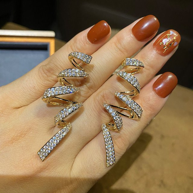 Huitan Ohrringe, Spirale, Zirkonia, Gold, Damen - Bild 1