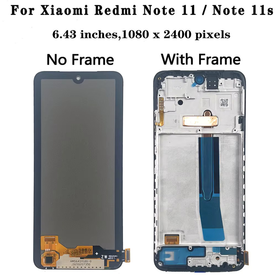 Xiaomi Redmi Note 11 und 11S AMOLED Display mit Touchscreen Digitizer Montage in Schwarz - Bild 3