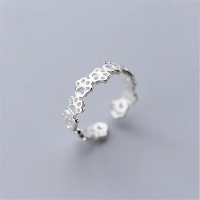 Wucifang Jewelry Ring, 925 Silber, Katzenpfotenabdruck, Weiß, Damen - Bild 1