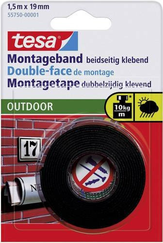 tesa Powerbond Outdoor Montageband Schwarz L: 1,5 m, B: 19 mm - Bild 1