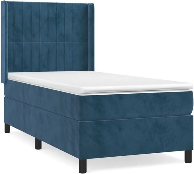 vidaXL Boxspringbett mit Matratze Dunkelblau Samt B/T: 90 x 200 cm - Bild 1