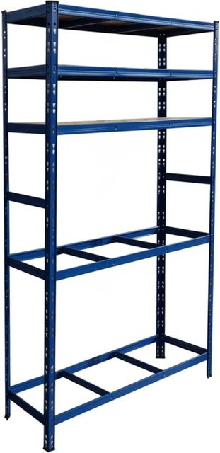 Relaxdays Reifenregal aus Stahl in Blau mit 3 höhenverstellbaren MDF-Ablagen für 12 Reifen, H: 210 cm, B: 120 cm, T: 40 cm - Bild 1