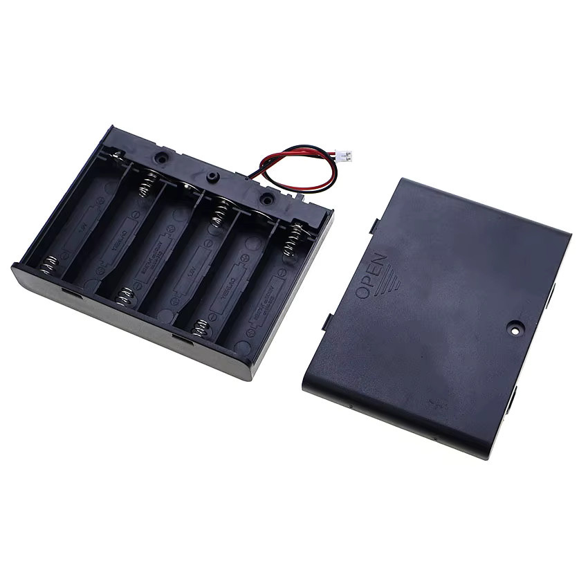 YuXi Batteriehalterbox für 6 AA-Batterien mit Ein-/Aus-Schalter und Anschlussleitungen PH2.0, XH2.54 und USB 2.0, Schwarz - Bild 3