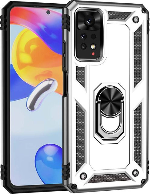 Xiaomi Handyhülle mit Ringhalter und verstärkten Ecken für Redmi Note 11, 10 Pro, 12S, 11S und 10S in Gold - Bild 1