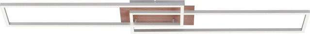 Just Light LED-Deckenleuchte Iven in Holzdekor und Stahlfarbig, dimmbar mit Fernbedienung, B/H/T: 110 x 25 x 7 cm - Bild 1