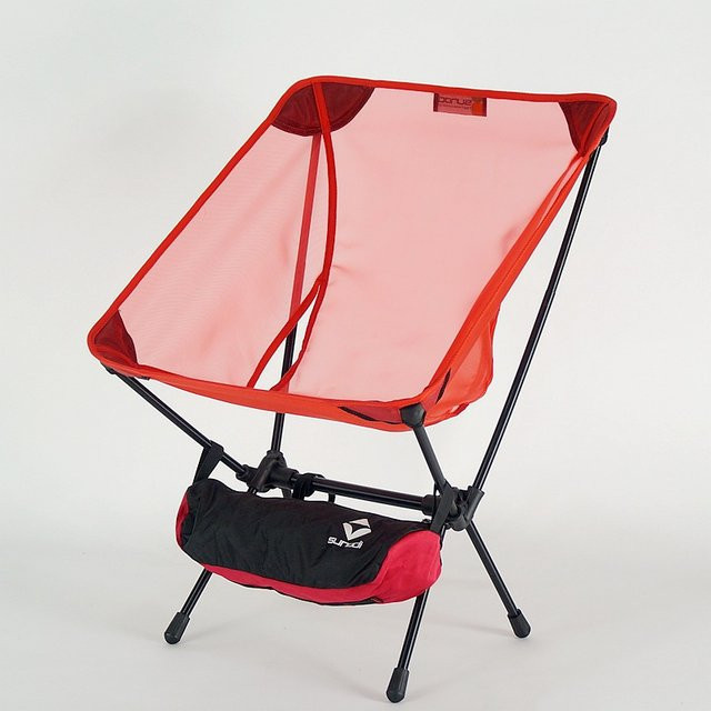 Pandaman Tragbarer Camping-Klappstuhl aus Textilene für Wandern und Trekking, 0,58 kg, Gelb/Rot - Bild 1