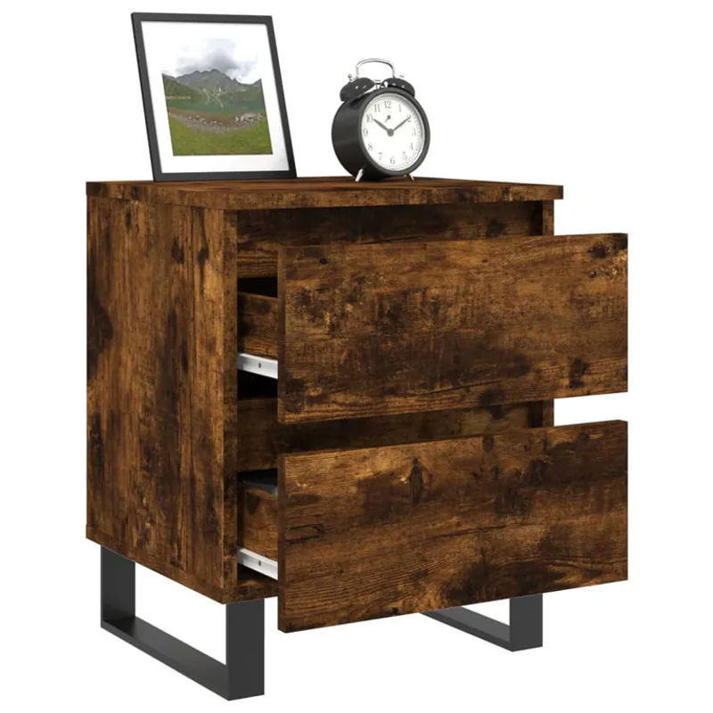Vidaxl Nachttische im 2er Set aus Holzwerkstoff in Räuchereiche Braun, B/T/H: 40 x 35 x 50 cm - Bild 1