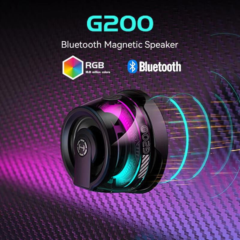 G200 Bluetooth 5.3 Mini-Lautsprecher mit RGB-Beleuchtung und Magnetfunktion, Tragbarer Multifunktions-Lautsprecher, Weiß - Bild 2