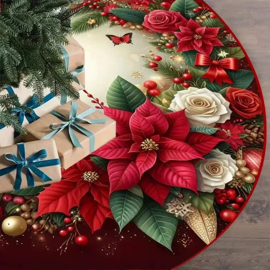 VIKAMA Weihnachtsbaumrock in Multicolour mit floralem Design und klassischem Textil-Stil - Bild 4