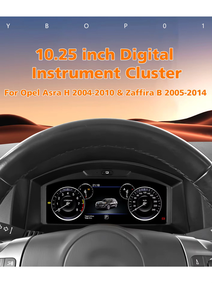 Hizpo Digitales Auto-Instrumentencluster LCD-Armaturenbrett mit Android Auto für Opel Astra H 2004-2010 und Zafira B 2005-2014 in Schwarz - Bild 6