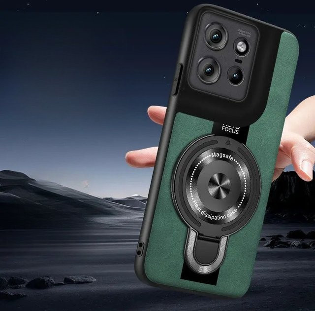 Stoßfeste magnetische Handyhülle aus Schaffell Leder für Motorola Moto Edge 50 Neo 50 Fusion X50 Ultra G96 G45 G86 G56 in Grau mit Standfunktion - Bild 1