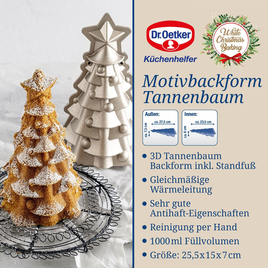 Dr. Oetker Motivbackform Tannenbaum aus Aluminium mit Antihaftbeschichtung, Silber - Bild 2