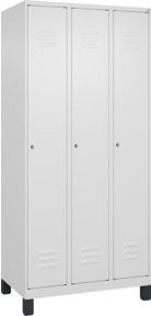 C+P Spind Classic PLUS Garderobenschrank mit 3 Abteilen, Füße, Zylinderschloss, 4 Garderobenhaken und mittiger Trennwand, H x B x T: 195 x 90 x 50 cm - Bild 1