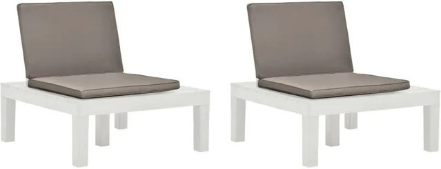 Furnicato Gartenstühle aus Kunststoff mit Auflagen, 2er Set, Weiß - Bild 1