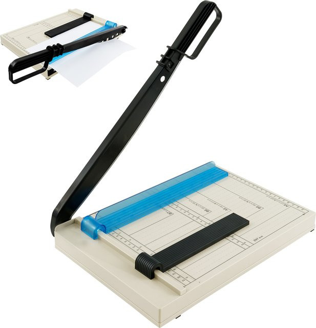 Guillotine-Papierschneider in Weiß mit Sicherheitsschutz und Klingenverschluss für bis zu 12 Blatt Kapazität - Bild 1