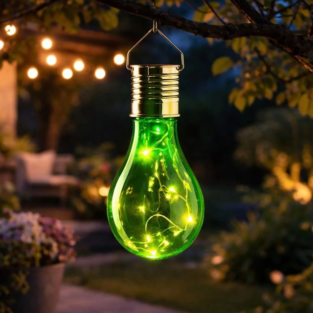 Marelida LED Solar Lichterkette in Grün mit warmweißem Licht für Garten, Balkon und Terrasse - Bild 1