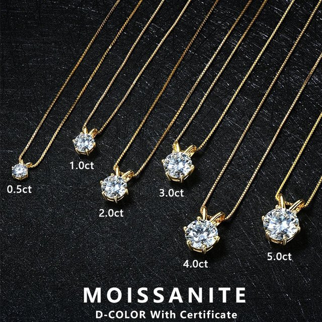 Lnngy Anhänger Halskette, Moissanit, 925 Silber, Damen - Bild 1