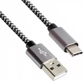 DINIC USB Typ C auf USB A Ladekabel mit Nylonummantelung und Aluminium-Stecker, Space Grey, 2,00 m - Bild 1