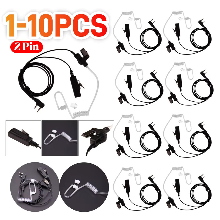 Akustikschlauch-Ohrhörer mit Mikrofon 2-Pin In-Ear Headset für Kenwood, Baofeng, HYT und Wouxun in Schwarz - Bild 2