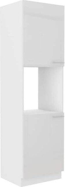 Küchen Hochschrank Lara Weiß Hochglanz mit Einlegeböden und Türen - Bild 1