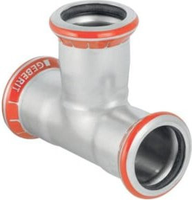 Geberit Mapress T-Stück aus C-Stahl, silber, Durchmesser: 22 mm - Bild 1