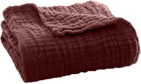 NOHS Cushions Musselin Decke in Weinrot, atmungsaktiver Baumwoll-Sommerüberwurf als Kuscheldecke oder Wickeltuch - Bild 1