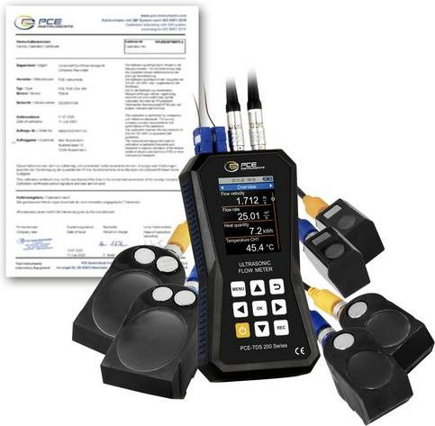 PCE Instruments Ultraschall-Durchflussmessgerät PCE-TDS 200+ SML-ICA in Schwarz inklusive Wärmemengenmessung mit Sensoren und Zertifikat - Bild 1
