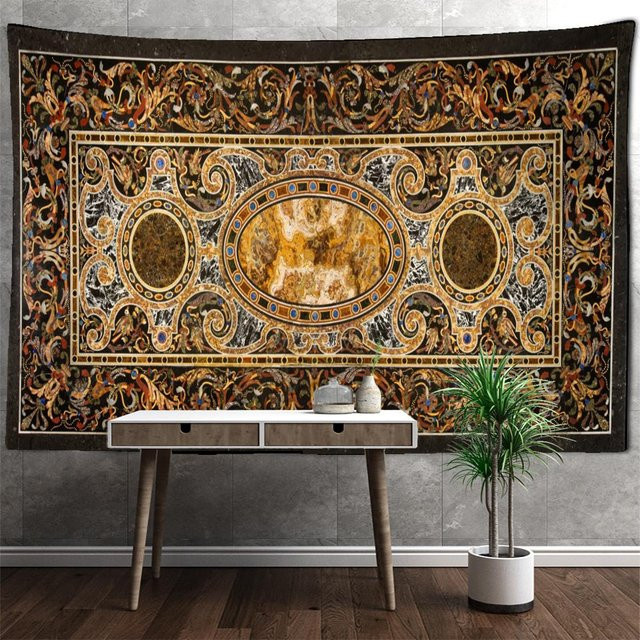 Super Six Retro Mandala Wandteppich im Boho-Stil, Mehrfarbig, B: 95 cm, H: 70 cm - Bild 1