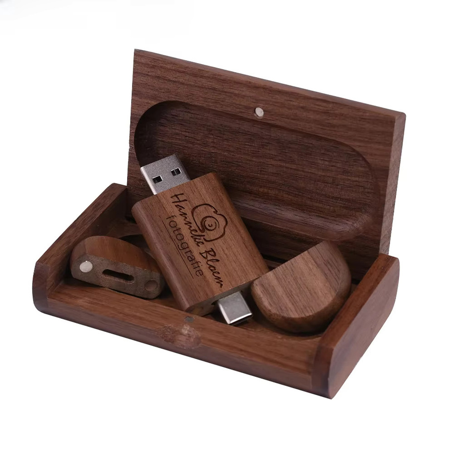 JASTER USB-C USB 3.0 Flash-Laufwerk aus Bambus Holz in Braun - Bild 4